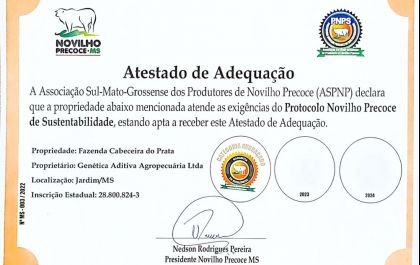 Genética Aditiva recebe Certificado de Sustentabilidade